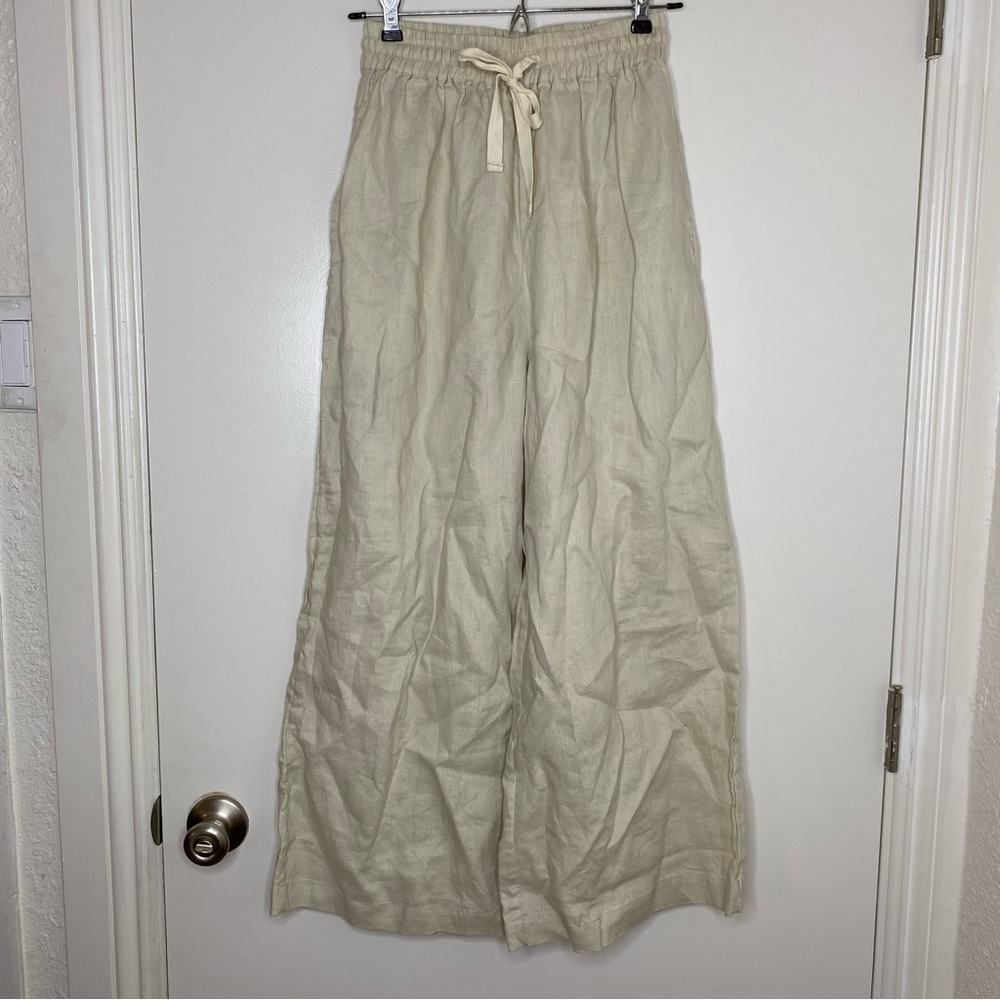 Deiji Studios 100% Linen Wide leg pant - ivory cream